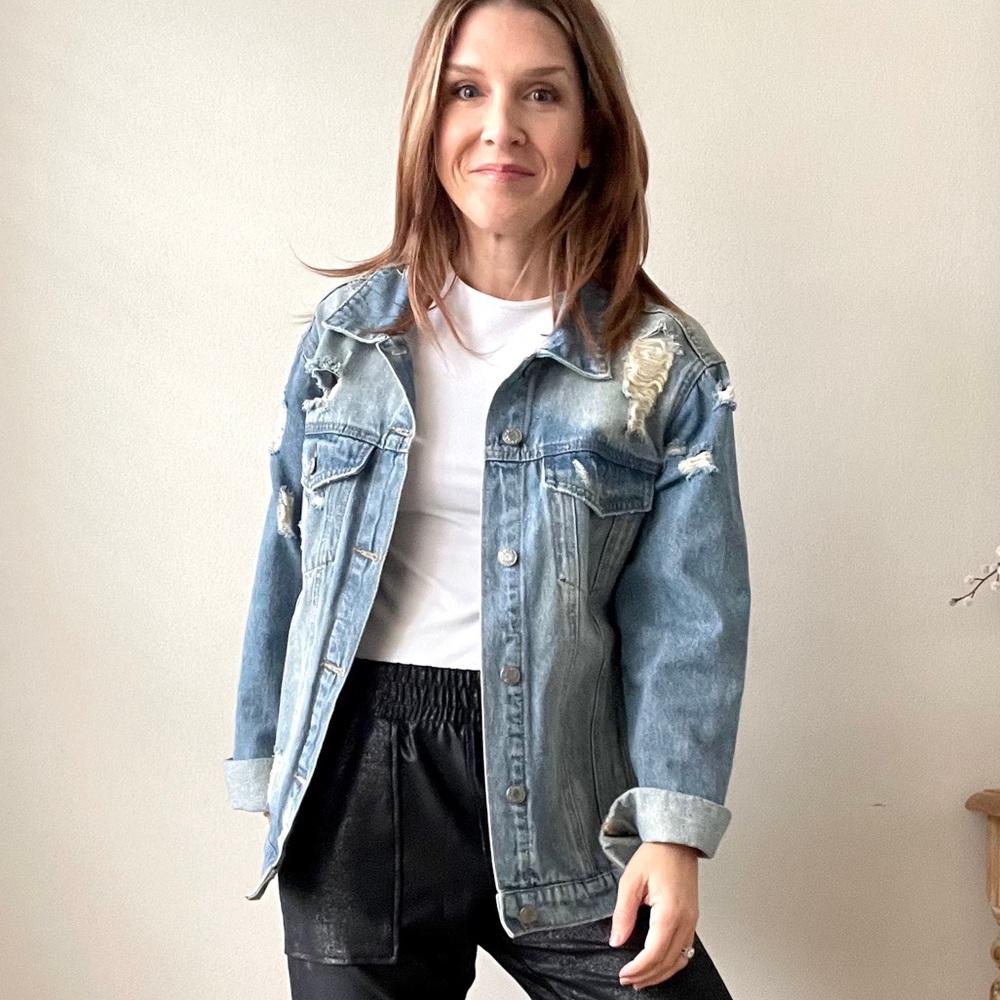 Distressed Oversized Denim Jacket